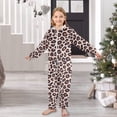 thumbnail image 6 of Brown Leopard Print Pattern One Piece Pajamas Soft Jumpsuit Cozy Sleep and Play Romper Zipper and Pockets 9Y-11Y, 6 of 8