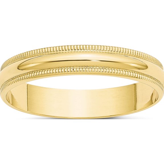 10K Yellow Gold 10Ky 4mm Ltw Milgrain Half Round Band Size 11 Made In United States 1ml040-11