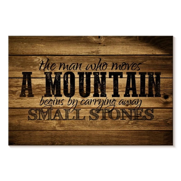 Elephant Stock Who Moves A Mountain Quote I Wall Art - Horizontal Canvas Wall Art - Living Room Wall Decor - Inspirational And Typography Canvas - Brown And Black Decor - 24" x 16"