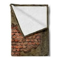 thumbnail image 2 of Fantasy Soft Flannel Fleece Throw Blanket, Decadence Grunge Ruin Brick Wall and a Giant Lizard on the Sofa Surreal Art, Cozy Plush for Indoor and Outdoor Use, 60" x 80", Vermilion Umber, by Ambesonne, 2 of 5