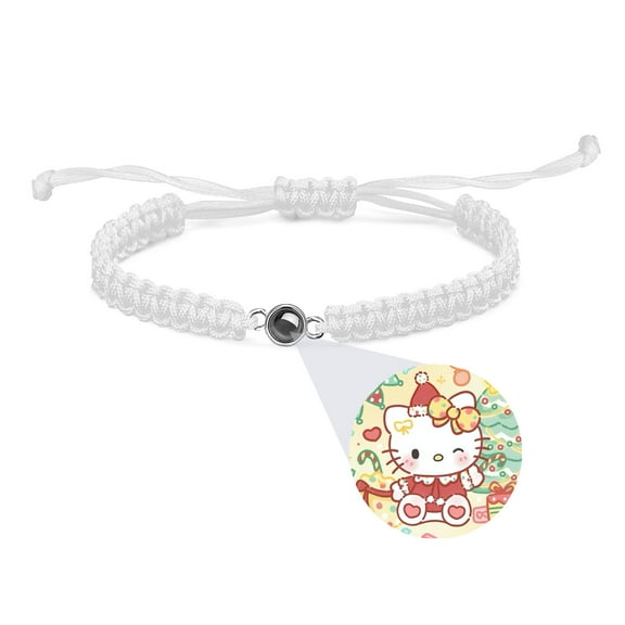 Hello Kitty Christmas Bracelets Support Customized Projection Bracelets with Photos Women's Italian Style Bracelets, Memorial Gifts for Women/Men/Family White