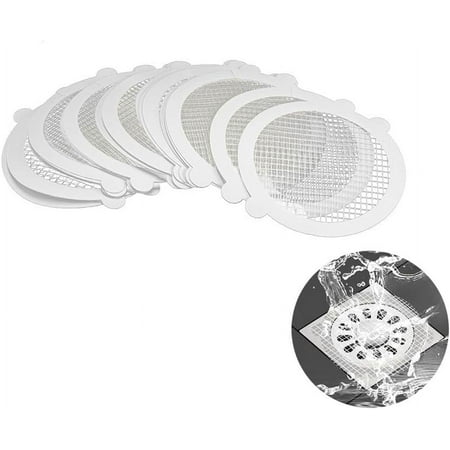 

50Pack Disposable Round Mesh Shower Drain Hair Catcher Stickers - Tub Drain Cover for Bathroom Kitchen Sink Bathtub (4.3 inches) White YXR06