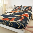 thumbnail image 3 of jejeloiu Boho Bohemian Fish Queen Sheet Sets,Japanese Style Flat Sheet,Beige Red Black Queen Fitted Sheet For Men Women,Ultra Soft Home Decor,4 Pieces, 3 of 7