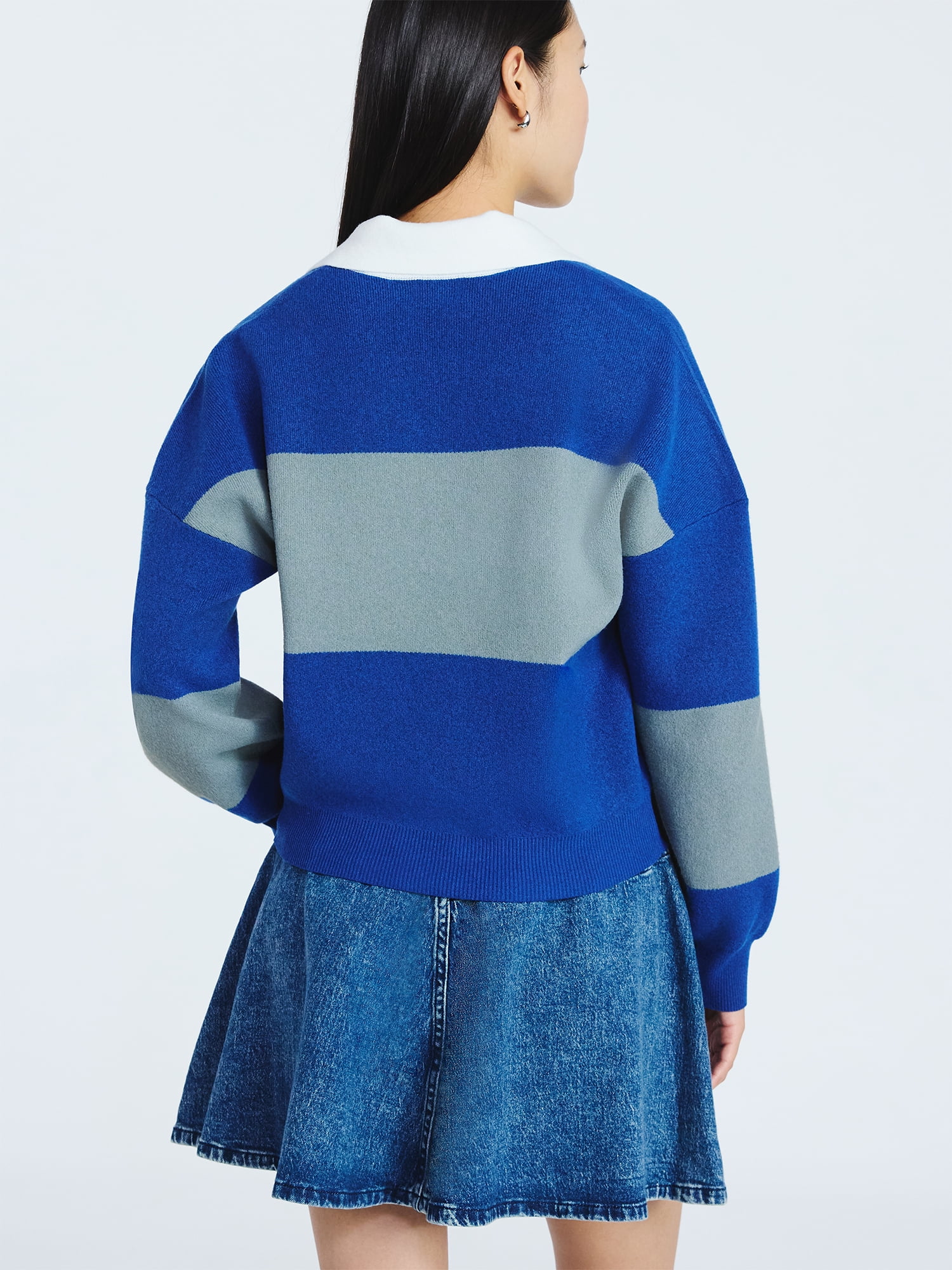 Scoop Women’s and Women’s Plus Oversized Rugby Sweater, Midweight, Sizes XS-4X