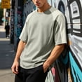 thumbnail image 5 of TKKCS Mens Raglan Half Sleeve T Shirt- Stretch Crew Neck Color Block Loose Fit Summer Casual Tees Green Size 2XL, 5 of 8