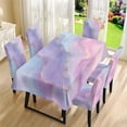thumbnail image 3 of TSOVTHRID Purple Marble Texture Print 5 Pcs Table Cloth with Dining Chair Slipcovers Set Rectangle Tablecloth Stretchable Chair Protector Cover Home Kitchen Dining Room Decoration, 3 of 7