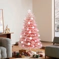 thumbnail image 6 of LuxenHome 5Ft Pink Cherry Blossom Christmas Tree with Fiber Optic Lights & Snowman Star Topper, 6 of 13