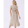 thumbnail image 4 of DARING DIVA Floral Midi Flutter Sleeves V Neck Design Dress S Apricot, 4 of 6