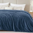 thumbnail image 1 of Bedelite Manta De Forro Polar Tamaño Queen – Mantas Difusas Decorativas Suaves Y Cálidas De Jacquard Acanalado 3D – Mantas Ligeras Y Acogedoras De Felpa Esponjosa Para Sofá Cama (Azul Marino 89.8 X 89, 1 of 1