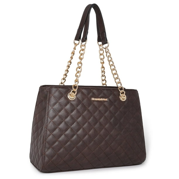 Bolsa Montana West con cadena acolchada para mujer, color café MWC-040CF