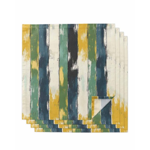 nqOlkjepod Green Yellow Blue Abstract Cloth Napkins Set of 4 Reusable Dinner Napkins, Modern Abstract Art Color Cocktail Napkin Washable Table Napkins for Wedding/Holiday Party/Baby Shower 20"x20"