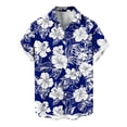 thumbnail image 4 of Mens Hawaiian Shirt Short Sleeve Button Down Cotton Floral Shirts Casual Tropical Beach Summer Shirts Navy 3XL, 4 of 7