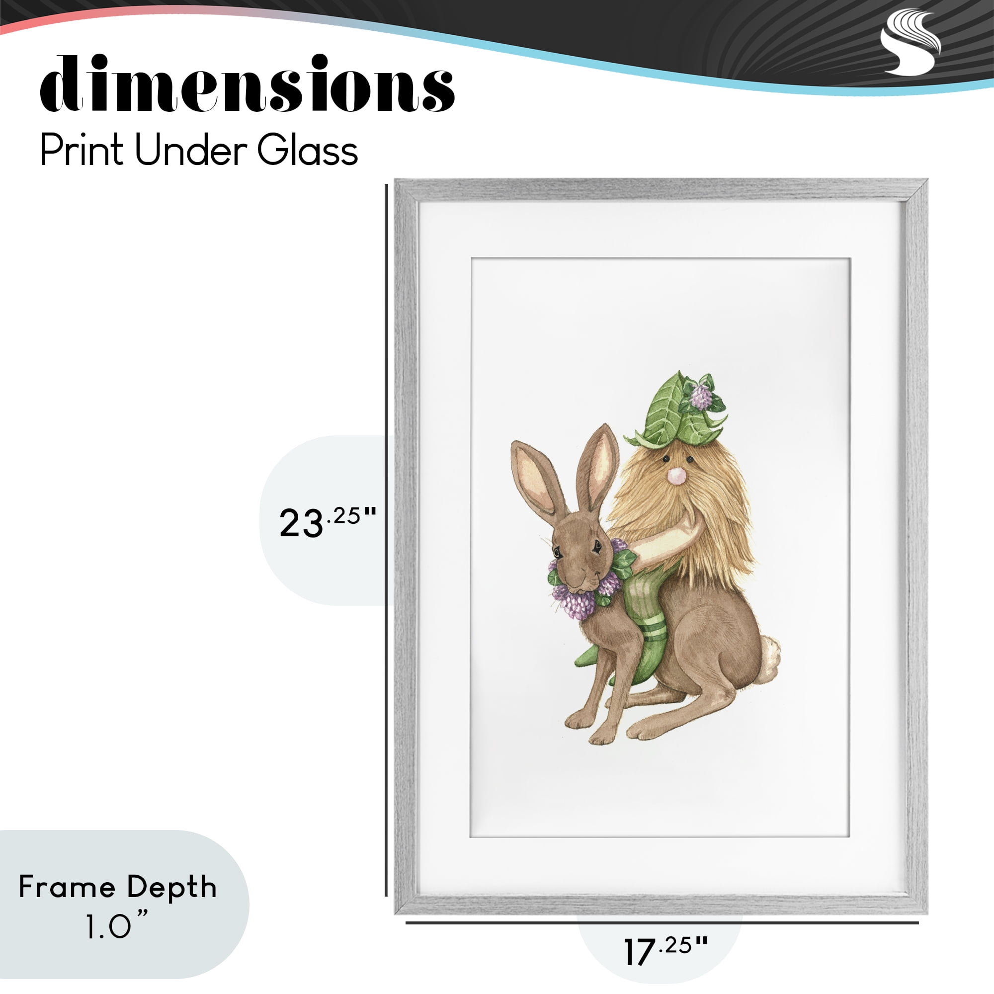 Stupell Industries Garden Elf Riding Rabbit Gray Framed Print Under Glass, design by Nancy Overton