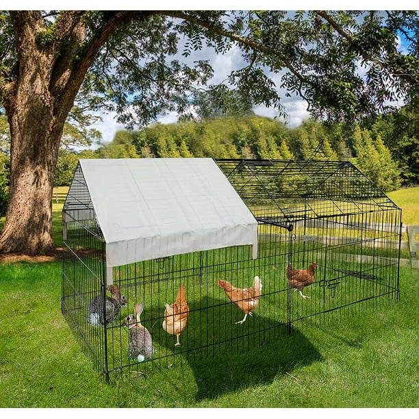 Chicken Coop Run Cage 87”x41”with Waterproof & UV Protection Cover
