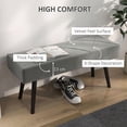 thumbnail image 4 of 39" End of Bed Bench, Velvet Upholstered Entryway Bench with Thick Padding & Steel Legs, Multifunctional Footrest for Bedroom, Living Room, Dining Room, Hallway, Grey, 4 of 7