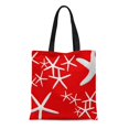 thumbnail image 1 of JSDART Sac Fourre-Tout en Toile Thèmes Plage Rouge et Blanc Sac à Main Réutilisable Tropical Nature pour Courses, 1 of 1