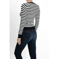 thumbnail image 4 of Yemak Women's Striped Pattern Round Neck Long Sleeve Sweater Pullover Black/Ivory-M-BD, 4 of 4