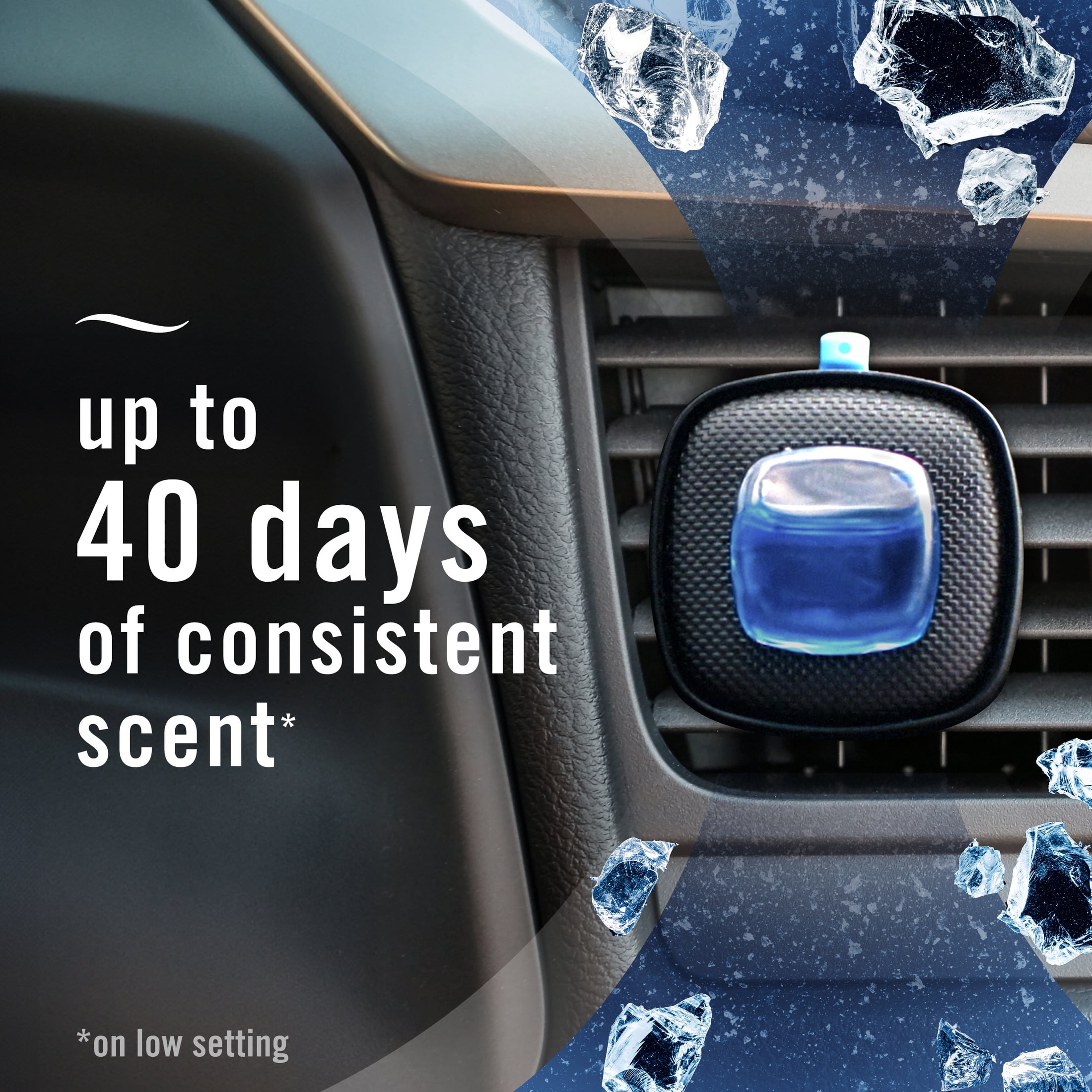 (2 pack) Febreze AUTO Car Air Freshener, Odor-Fighting Car Vent Clip, Platinum Ice, 2 Count