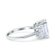 thumbnail image 2 of Simulated Cubic Zirconia Size-5 Three Stone Radiant Cut Wedding Engagement Bridal Ring 925 Sterling Silver, 2 of 7