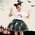 thumbnail image 3 of Bainana Little Girls Bubble Skirt Spider Web Print Elastic Waist Layered Tulle Skirt Beautiful Casual Dance Dress With Hair Band Black Size 9-11 Years, 3 of 4