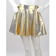 thumbnail image 3 of Kids Girls Glossy Metallic Flared Pleated A-Line Mini Skater Skort Dance Skirts Athletic Shiny Scoot, 3 of 4