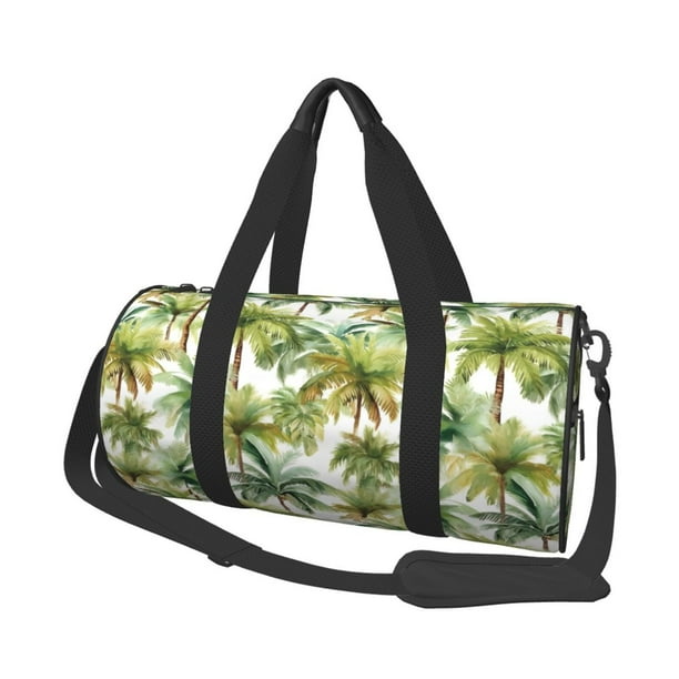 Balery Green Hawaii Palms Bolsa de Gimnasio para Mujeres y Hombres, Bolsa de Viaje Impermeable, Bolsa de Fin de Semana con Compartimento para Zapatos y Bolsillo Húmedo