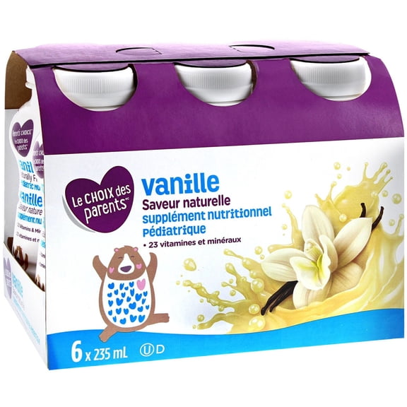 Parent's Choice Vanilla Naturally Flavoured Pediatric Nutritional Supplement, 6x235mL Ready to Feed Bottle Drinks
