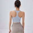 thumbnail image 2 of VISALY Racerback Sport Bra Workout Tank Tops Sleeveless Seamless Athletic Yoga Tops with Built In Bra High Support Sports Bra Comfortable Running Athletic Gym Yoga Basic Tank Tops Light Blue Xl, 2 of 9