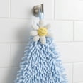 thumbnail image 4 of REGALWOVEN 2 Pack Cute Flower Chenille Hanging Hand Towels, Soft Absorbent, Quick Dry Decorative Towels for Kitchen, Bathroom Blue 12" x 12", 4 of 5