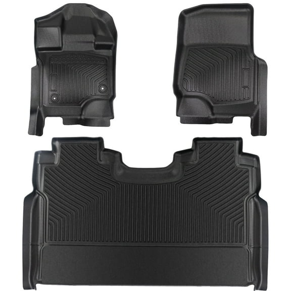 3PCS All-Weather TPE Front & Rear Floor Mats For 2015-2024 Ford F-150 F150 SuperCrew Cab,Custom Floor Mats 1st & 2nd Row Seat,Only For F150 2015-2024 Super Crew&Bucket Seats & W/O Storage