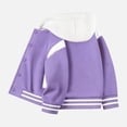 thumbnail image 5 of Qopobobo Girls Outdoor Jackets & Outerwear Kids Baseball Jacket Boys Girls Varsity Jacket Casual Lightweight Cardigan School Coat Outwear Size for 5-6 Years,Purple, 5 of 5
