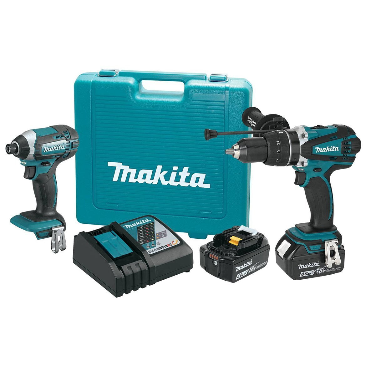 Vluchtig bijkeuken maniac Makita LXT 18 V Cordless Brushed 2 Tool Hammer Drill and Impact Driver Kit  - Walmart.com