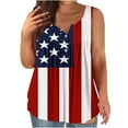 thumbnail image 1 of KIHOUT Plus Size Women's 4th of July Tank Top V Neck Button Sleeveless Front Ruffled Print Tunic Tops Black 2XL, 1 of 4