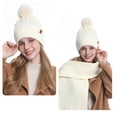 thumbnail image 4 of AINIYS Winter Women Warm Hat Scarf Gloves Set Double Layer Thick Knitted Windproof Ear Protection Casual Fashion Accessory Ideal White Free Size, 4 of 5