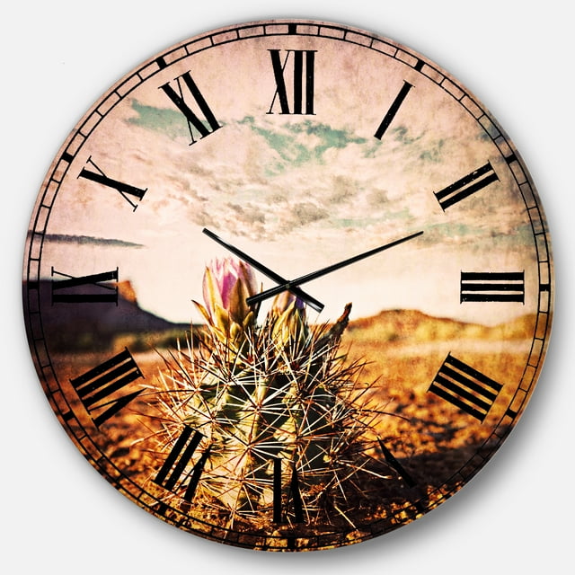 Designart 'Large Cactus under Cloudy Sky' Traditional wall clock
