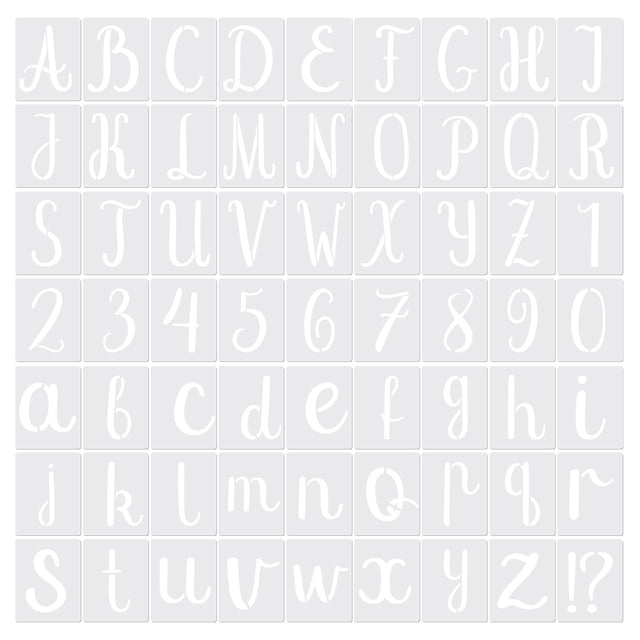 Unique Bargains 2 Inch Letter Stencils Number Stencils, 63 Pack Reusable Alphabet Templates Numbers Stencil Set Style 10, White