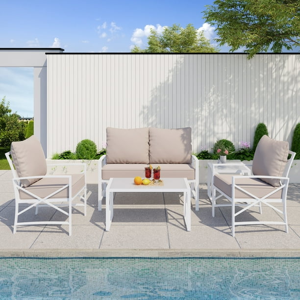 Walsunny 5Piece Patio Furniture Set, Outdoor Furniture with Loveseat