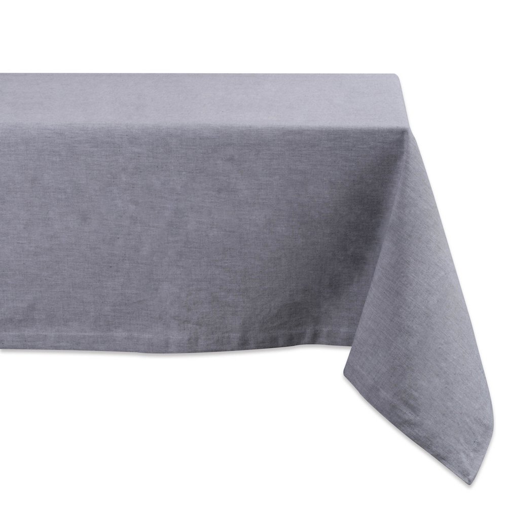 DII Gray Solid Chambray Tablecloth, 60x120", 100 Cotton