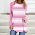 thumbnail image 2 of SHTXOZHI Women's Long Sleeve Tunic Tops Round Neck Striped Blouse Color Block Loose Shirts, 2 of 5