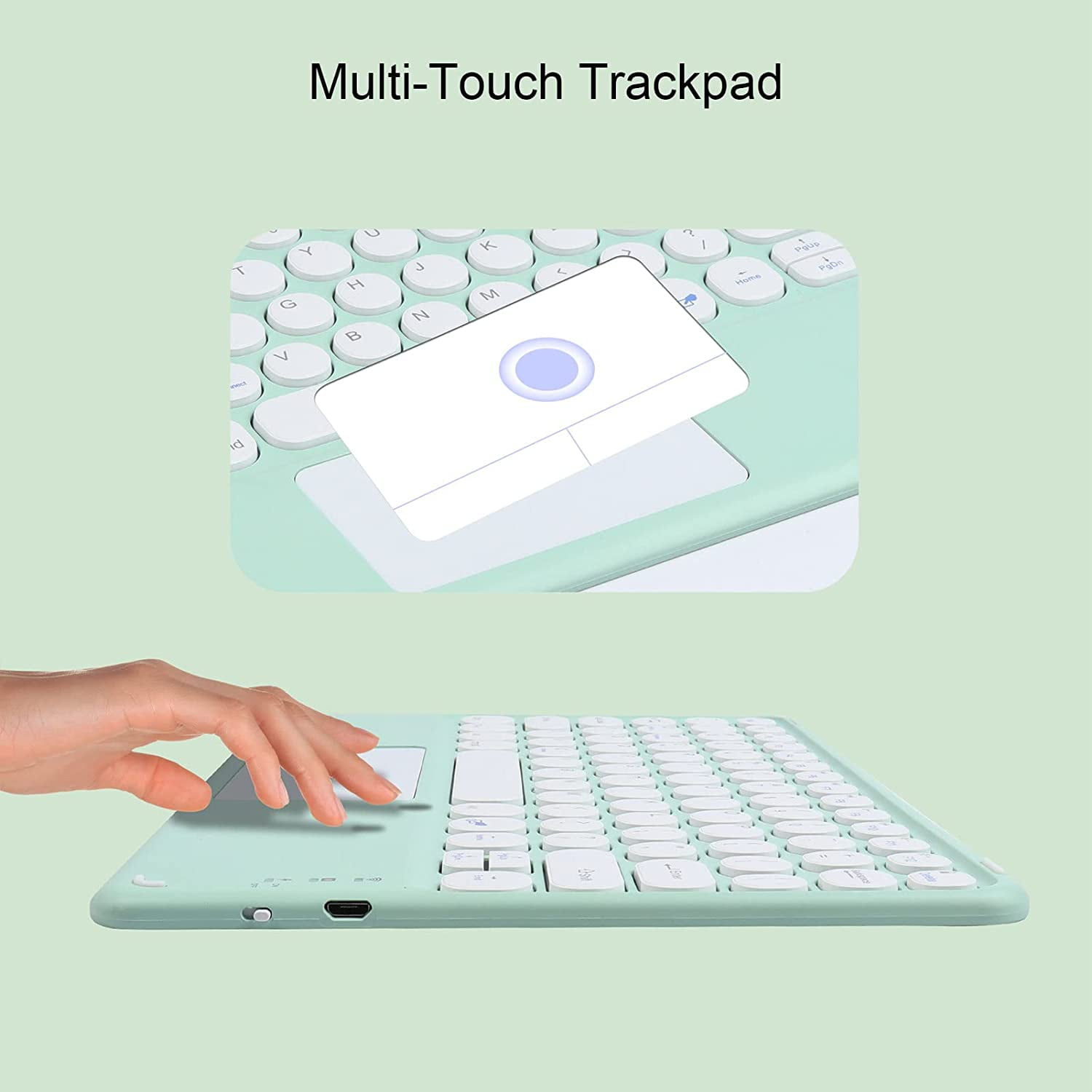 Wireless Bluetooth Keyboard with Touchpad for ipad, Portable Mini Small Universal Rechargeable 10 inch Ultra-Slim Wireless Keyboard for Tablet Smartphone PC Computer Laptop Windows Android iOS
