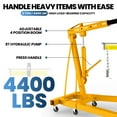 thumbnail image 5 of Yellow Hydraulic Folding Engine Hoist with Lever, 2 Ton/4400 LBS, Adjustable Boom Cherry Picker Shop Crane, Engine Crane with 360° Caster Wheels & Leveler for Auto Repair, Equipment Handling, 5 of 8