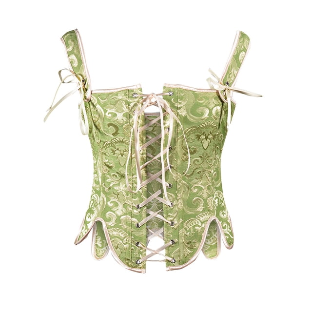 Corset Renaissance pour Femmes Vintage à Lacets avec Baleines Bustier Hauts à Imprimé Floral Corset Overbust