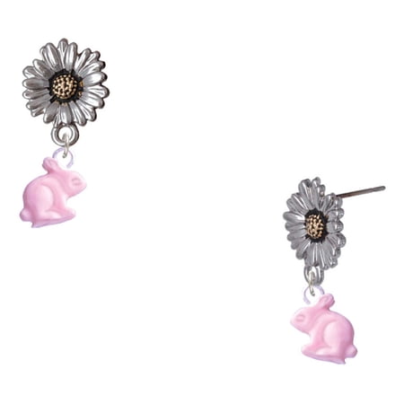 Delight Jewelry Resin Mini Pink Bunny – Two-tone Daisy Flower Post Earrings Delight Jewelry Resin Mini Pink Bunny – Two-tone Daisy Flower Post Earrings