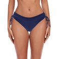 thumbnail image 4 of Ocean Blues Women's Full Coverage Swim Bottoms Sides Drawstring Mid Rise Bikini Bottom Navy Blue Bathing Suit Size M, 4 of 9