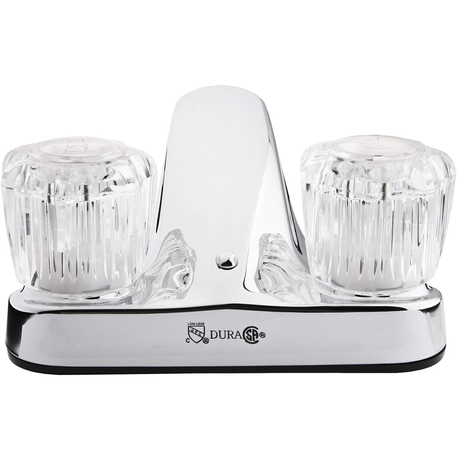 Dura Faucet DF-PL700A-CP RV Bathroom Sink Faucet with Clear Acrylic Knobs - 2-Handle (Chrome)