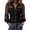 Black, variant on Women's Denim Shirt Mesh Sheer Puff Long Sleeve Collared Button Down Shirts Spliced Slim Fit Casual Western Denim Top Blue 2XL