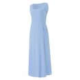 thumbnail image 3 of xiaxaixu Femmes Robe Longue Couleur Unie Col Rond Poches une Ligne Robe d'Été Casual Plage Partie Robe Bohème, 3 of 9