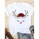 thumbnail image 1 of Camiseta con estampado navideño de estilo acuarela para mujer, ropa de Año Nuevo con cuello redondo, camiseta informal con estampado de los años 90, 1 of 5