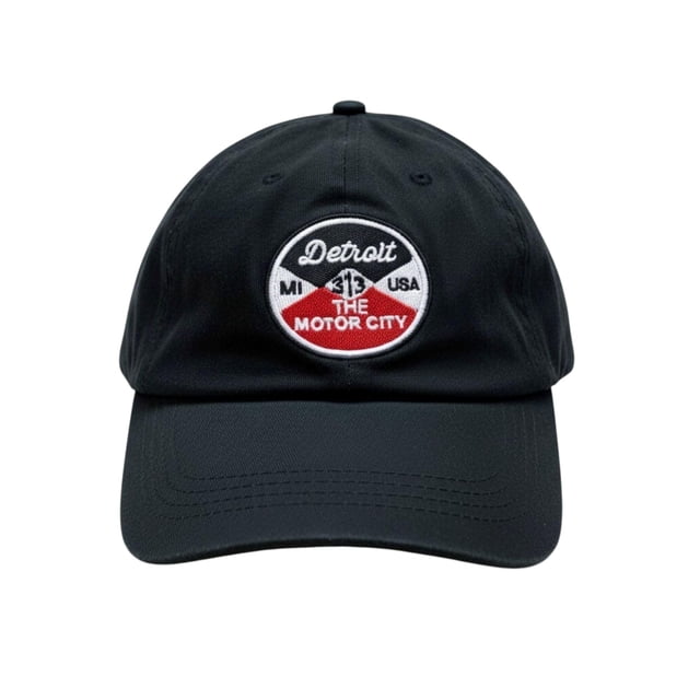Gorra Detroit Reel 313 con logo bordado en sarga china negra