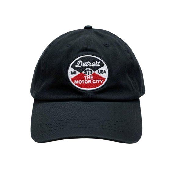 Gorra Detroit Reel 313 con logo bordado en sarga china negra